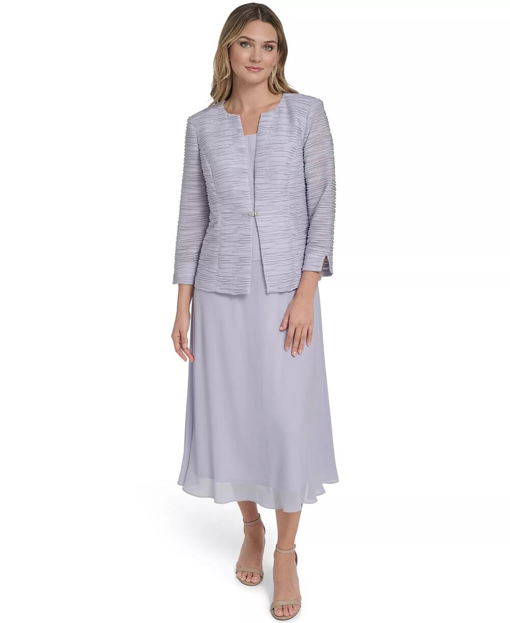 NEW Jessica Howard Blazer Dress 2 Piece Set Purple Lilac Midi Swing Formal 12
